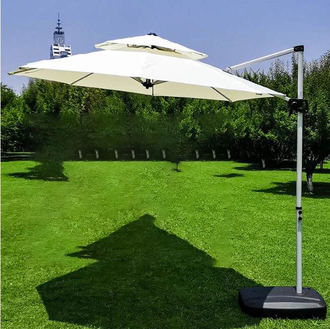 Ô dù lệch tâm vuông nâng hạ màu trắng